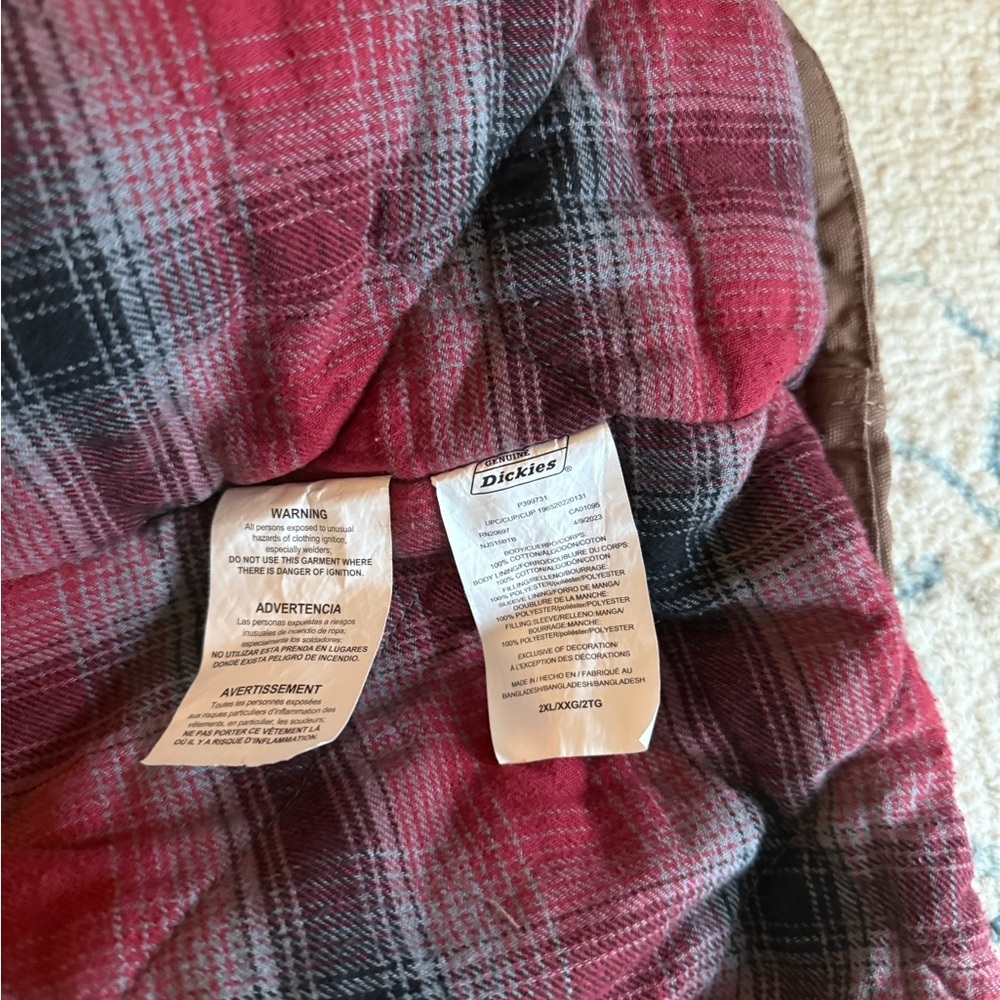 Dickies Brown Canvas Field Jacket with Red Plaid Lining - Picture 4 of 4